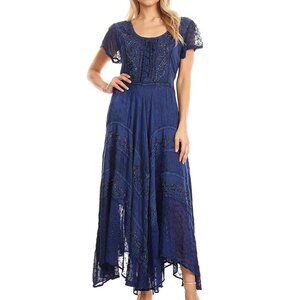 Sakkas Marigold Embroidered Fairy Dress Navy